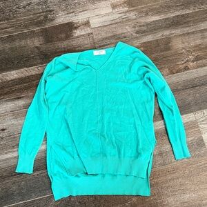 Zenana V-Neck Sweater in Aqua